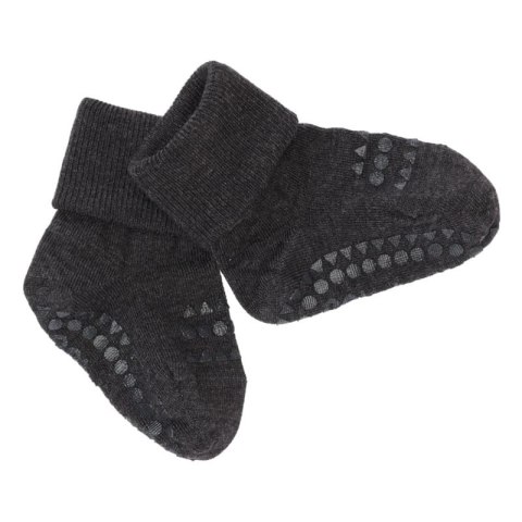 GoBabyGo antypoślizgowe skarpetki do nauki chodzenia WOOL Dark Grey Melange 6 m+