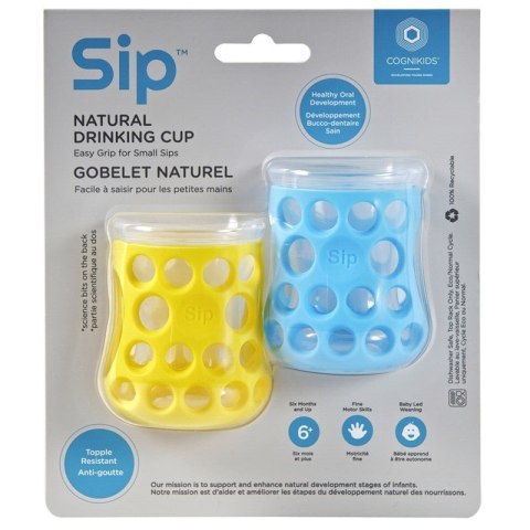 CogniKids Sip® sensoryczne kubeczki kognitywne do nauki picia dla niemowląt SKY BLUE/SUNSHINE 2 szt