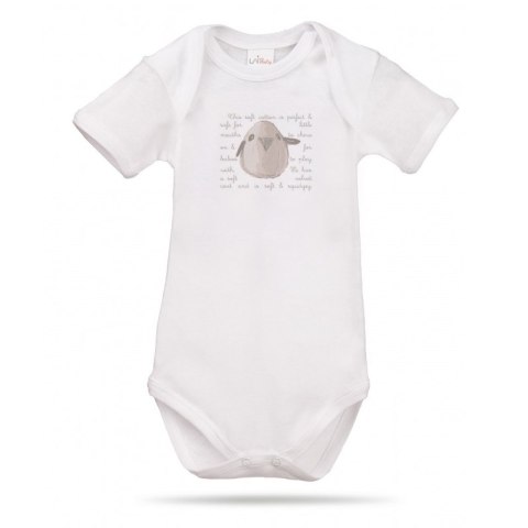 Lait Baby Organic Body Short Sleeve Tweet the Bird Gray 3 m+