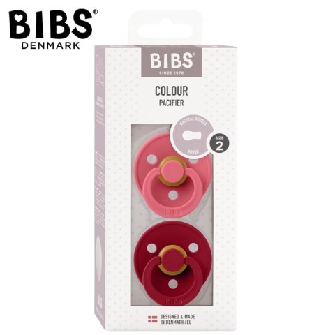 BIBS COLOUR 2-PACK CORAL & RUBY M Smoczek Uspokajający kauczuk Hevea