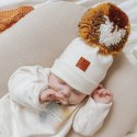 Hi Little One czapka z chustą komplet ALPACA BOHO White/Rust S Pom Pom