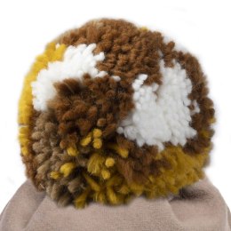 Hi Little One czapka zimowa niemowlęca ALPACA BOHO Cafe Latte/Brown M Pom Pom