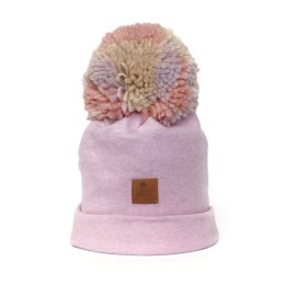 Hi Little One czapka zimowa niemowlęca ALPACA BOHO Dark Pink M Pom Pom