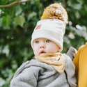 Hi Little One czapka zimowa niemowlęca ALPACA BOHO Ivory/Brown M Pom Pom