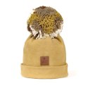 Hi Little One czapka zimowa niemowlęca ALPACA BOHO Mustard M Pom Pom