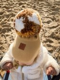 Hi Little One czapka zimowa niemowlęca ALPACA BOHO Mustard M Pom Pom