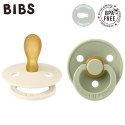 BIBS COLOUR SYMMETRICAL 2-PACK IVORY & SAGE M Smoczek Symetryczny kauczuk Hevea