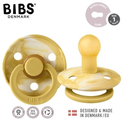 BIBS COLOUR TIE DYE 2-PACK MUSTARD IVORY & MUSTARD IVORY S Smoczek Uspokajający kauczuk Hevea