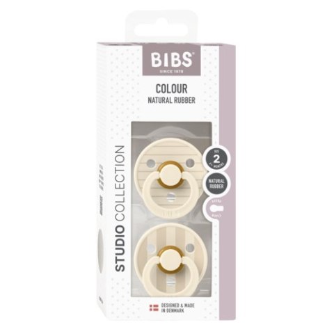 BIBS STUDIO COLOUR 2-PACK PIN IVORY & VANILLA M Smoczek uspokajający kauczuk Hevea