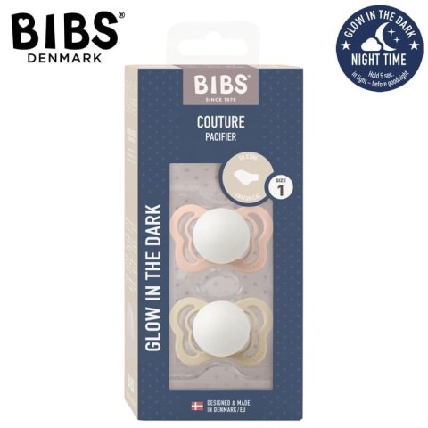 BIBS COUTURE 2-PACK BLUSH NIGHT & VANILLA NIGHT S Smoczek ortodontyczny silikonowy