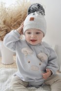 Hi Little One rampers dziecięcy MIŚ OverSize BOHO Grey roz L Pom Pom