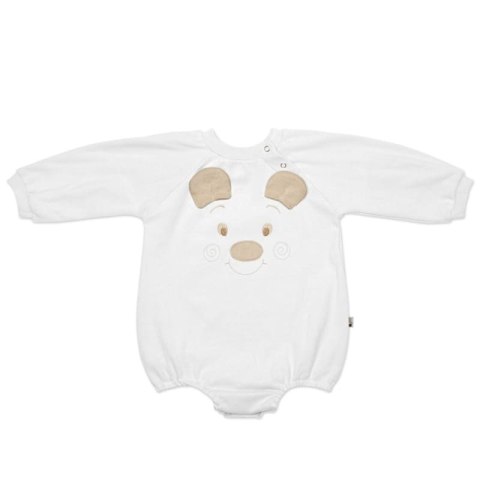 Hi Little One rampers niemowlęcy MIŚ OverSize BOHO White roz M Pom Pom