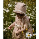 Hi Little One bonetka niemowlęca z daszkiem i uszkami BOHO LEO Beige roz M Pom Pom