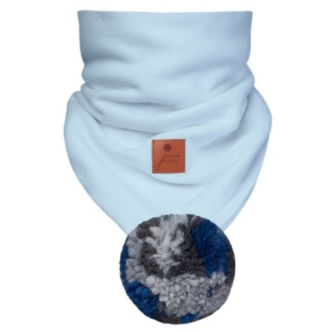 Hi Little One komin bandana zimowa dla niemowlaka ALPACA BOHO Blue M Pom Pom