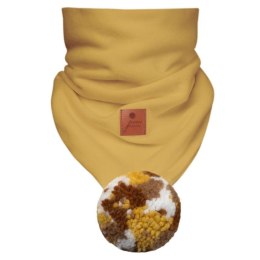 Hi Little One komin bandana zimowa dla niemowlaka ALPACA BOHO Mustard M Pom Pom