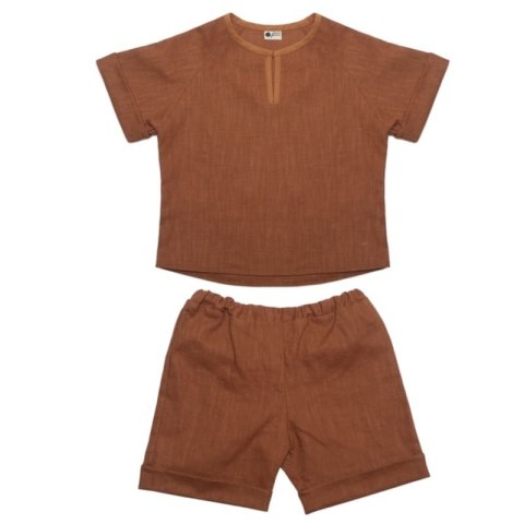 Hi Little One koszulka ze spodenkami BOHO LEO Cognac roz M Pom Pom