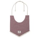 Hi Little One śliniak wiązany BOHO LEO Mauve Pom Pom