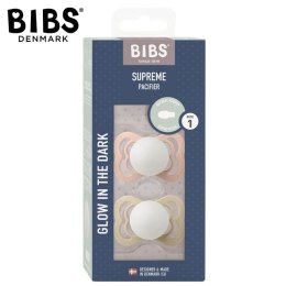 BIBS SUPREME 2-PACK BLUSH NIGHT & VANILLA NIGHT S Smoczek symetryczny kauczuk Hevea