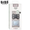 BIBS SUPREME 2-PACK IRON & BABY BLUE S Smoczek symetryczny kauczuk Hevea