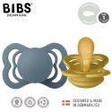 BIBS SUPREME 2-PACK MUSTARD & PETROL S Smoczek symetryczny kauczuk Hevea