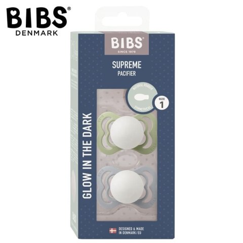 BIBS SUPREME 2-PACK SAGE NIGHT & CLOUD NIGHT S Smoczek symetryczny kauczuk Hevea