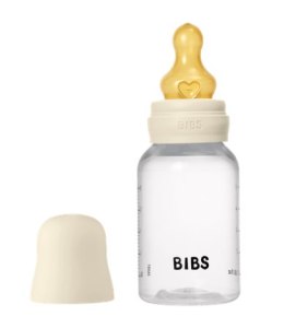 BIBS BUTELKA PLASTIC PP ze smoczkiem antykolkowym z kauczuku naturalnego, pojemność 150 ml, IVORY