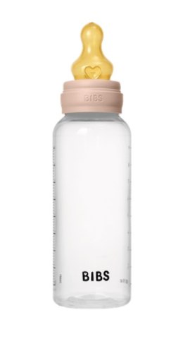 BIBS BUTELKA PLASTIC PP ze smoczkiem antykolkowym z kauczuku naturalnego, pojemność 270 ml, BLUSH