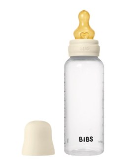 BIBS BUTELKA PLASTIC PP ze smoczkiem antykolkowym z kauczuku naturalnego, pojemność 270 ml, IVORY