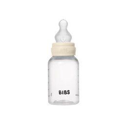 BIBS BUTELKA PLASTIC PP ze smoczkiem antykolkowym z silikonu medycznego, pojemność 150 ml, IVORY