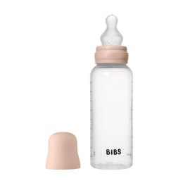 BIBS BUTELKA PLASTIC PP ze smoczkiem antykolkowym z silikonu medycznego, pojemność 270 ml, BLUSH