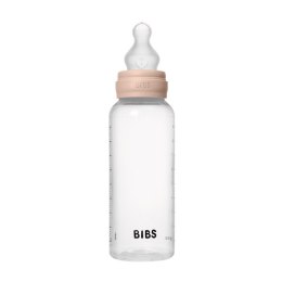 BIBS BUTELKA PLASTIC PP ze smoczkiem antykolkowym z silikonu medycznego, pojemność 270 ml, BLUSH