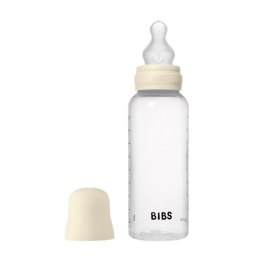 BIBS BUTELKA PLASTIC PP ze smoczkiem antykolkowym z silikonu medycznego, pojemność 270 ml, IVORY