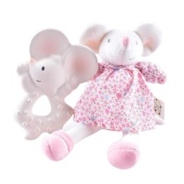 Meiya & Alvin - Zestaw prezentowy Baby Shower Set z lalką przytulanką i gryzakiem z organicznego kauczuku Hevea Meiya Mouse