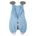 Hi Little One śpiworek do spania z nogawkami dla Niemowlaka TOG 1,0 BIO muślin ELEPHANT Baby Blue/Gray roz M