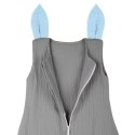 Hi Little One śpiworek do spania z nogawkami dla Niemowlaka TOG 1,0 BIO muślin SLEEPY BUNNY Gray/Baby Blue roz S