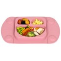 EasyTots silikonowy talerzyk trójdzielny z matą i lunchbox EasyMat Mini 2in1 PINK