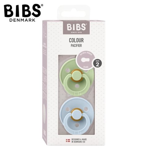 BIBS COLOUR 2-PACK BABY BLUE & PISTACHIO M Smoczek Uspokajający kauczuk Hevea