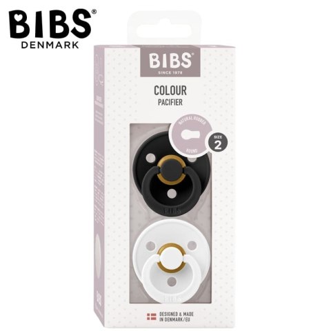 BIBS COLOUR 2-PACK BLACK & WHITE M Smoczek Uspokajający kauczuk Hevea