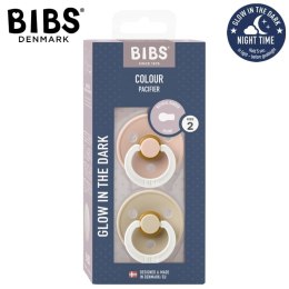 BIBS COLOUR 2-PACK BLUSH NIGHT & VANILIA NIGHT M Smoczek Uspokajający kauczuk Hevea