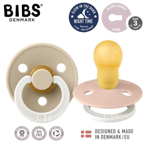 BIBS COLOUR 2-PACK BLUSH NIGHT & VANILLA NIGHT L Smoczek Uspokajający kauczuk Hevea