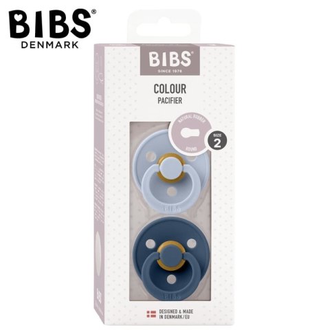 BIBS COLOUR 2-PACK DUSTY BLUE & STEEL BLUE M Smoczek Uspokajający kauczuk Hevea