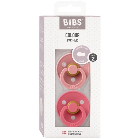 BIBS COLOUR 2-PACK DUSTY PINK & CORAL M Smoczek Uspokajający kauczuk Hevea