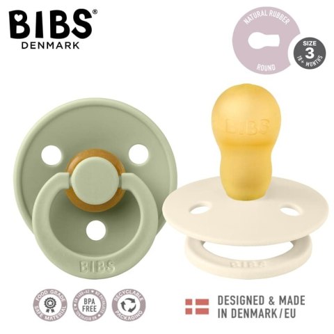 BIBS COLOUR 2-PACK IVORY & SAGE L Smoczek Uspokajający kauczuk Hevea