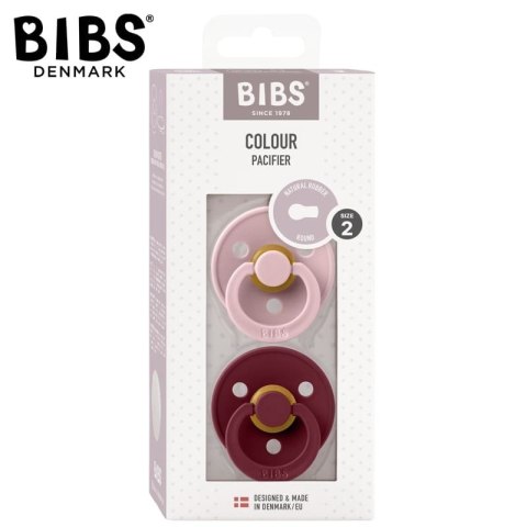 BIBS COLOUR 2-PACK PINK PLUM & ELDERBERRY M Smoczek uspokajający kauczuk Hevea