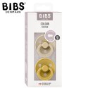 BIBS COLOUR 2-PACK VANILLA & MUSTARD M Smoczek Uspokajający kauczuk Hevea