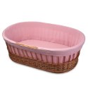 Hi Little One kosz Mojżesza wiklinowy wysoki ze stelażem + liner + materac + prześcieradło 5in1 BABY PINK