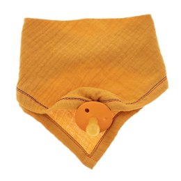 Hi Little One śliniak bandana z zawieszką na smoczek BIO bawełna Apricot