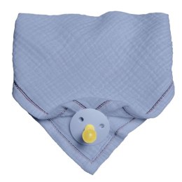 Hi Little One śliniak bandana z zawieszką na smoczek BIO bawełna Baby Blue